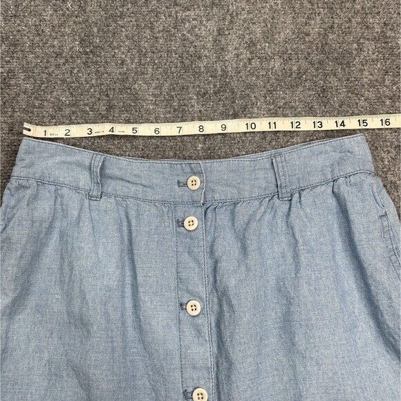 Madewell Skirt Womens Size 10 Cotton Linen Button Front Blue Chambray Pockets - Picture 5 of 7